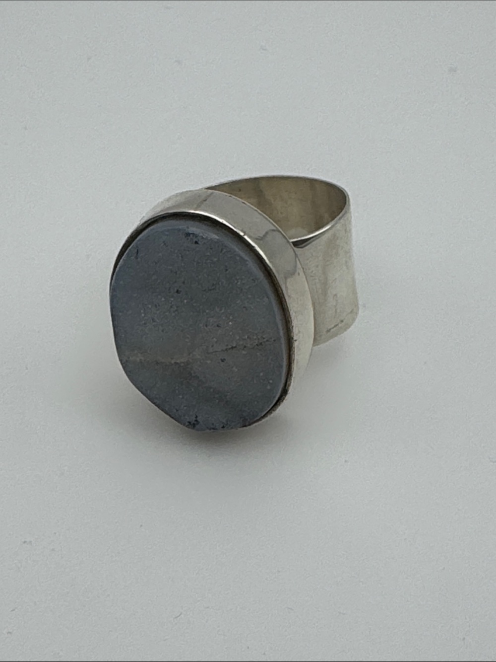 Sterling Silver Agate Stone Signet Ring